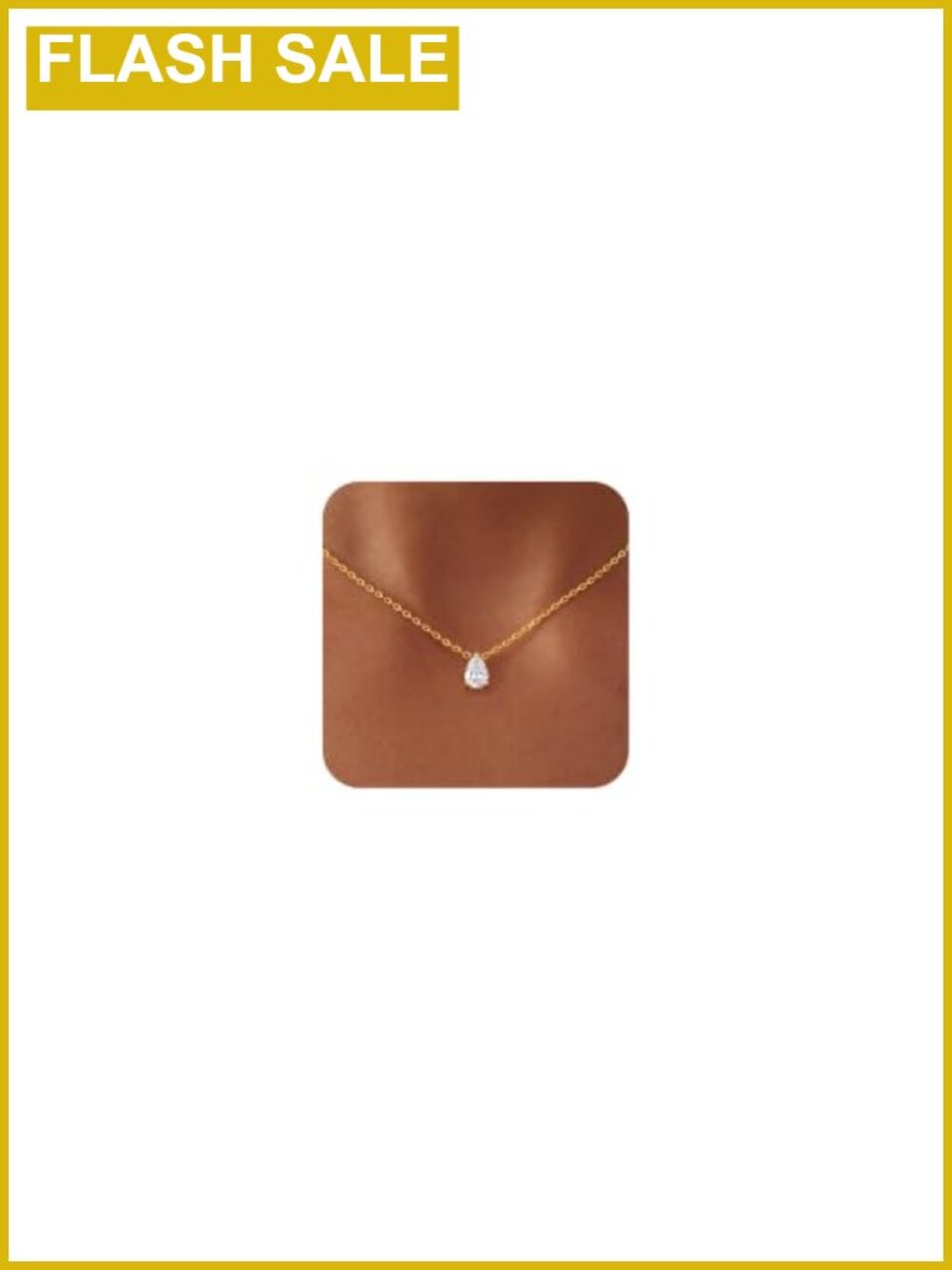 14K Gold Plated Teardrop Cubic Zirconia Pendant Necklace